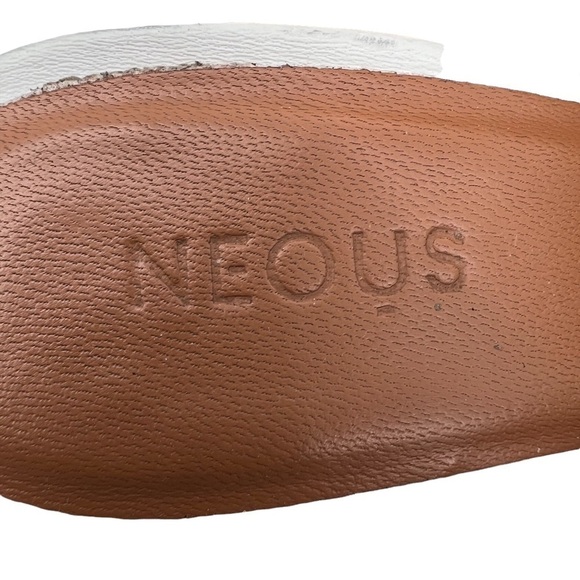 Neous White Leather Ball Heel Square Toe Mules Size 38 Women’s - Picture 2 of 10